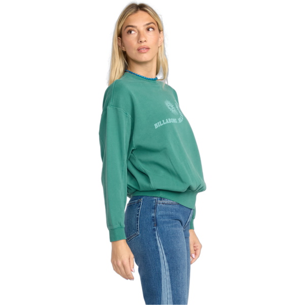 2025 Billabong Womens Time For Kendal Sweatshirt 24B463505 - Evergreen